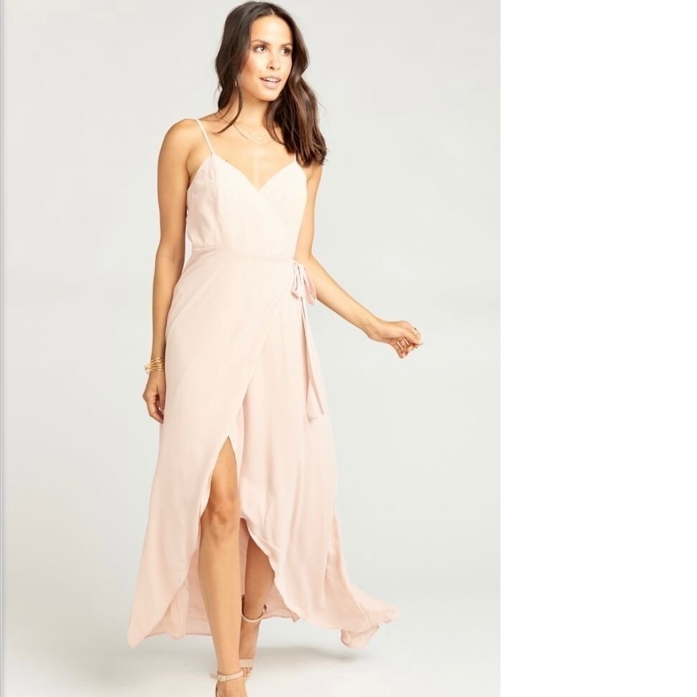 Show me Your MuMu NWT Mariah Wrap Dusty Blush Crisp Dress Size L